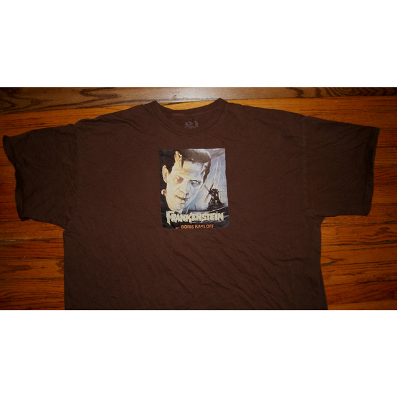 Vintage Y2K Frankenstein Boris Karloff Brown 3XL TShirt Classic Horror - Picture 1 of 9